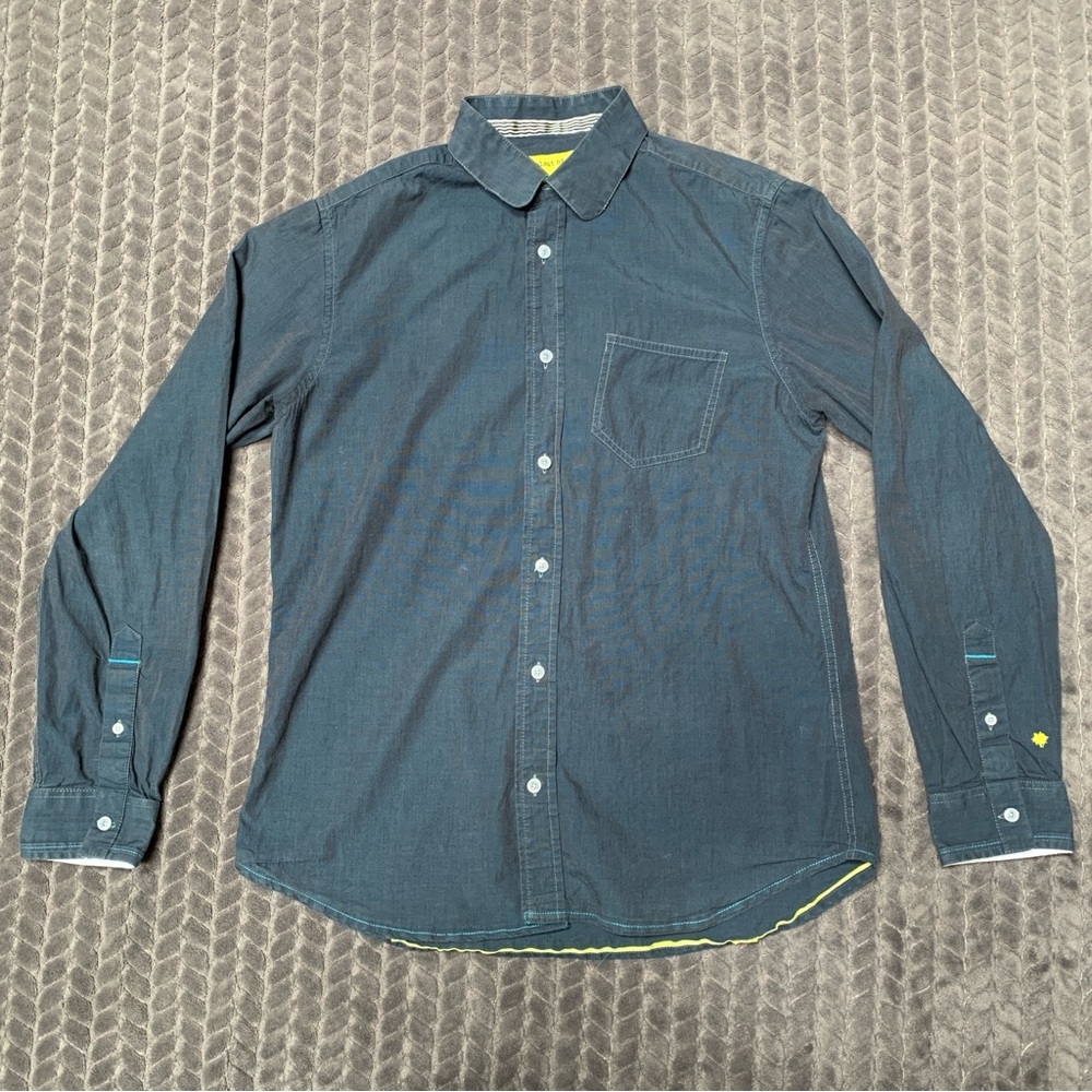 Descendant of Theives Shirt Mens Large Midnight Blue Long Sleeve Dres Ladro